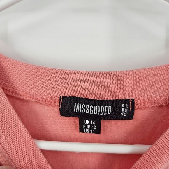 Missguided crop top tshirt tee 10 large coral pink orange gym workout running - Picture 3 of 3